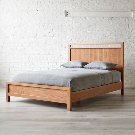 Oak Headboard, White Oak Veneer, Walnut Bed, Oak Beds, Modern Bedroom Furniture, House Design Photos, Black Bedding, Wood Beds, Grey Bedding