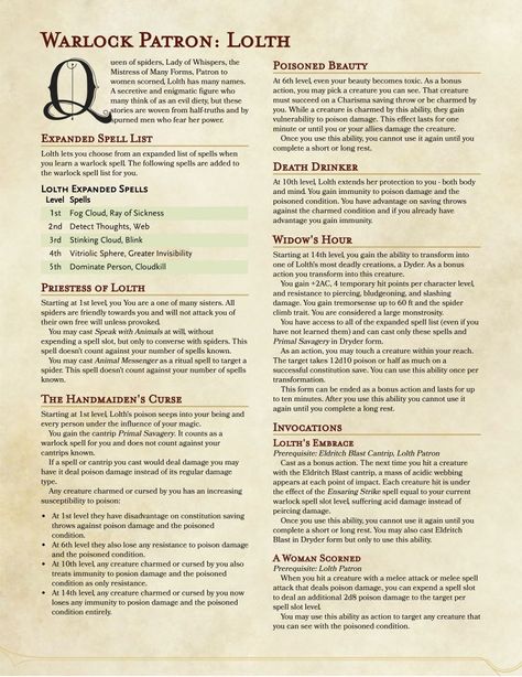 Warlock Homebrew, Dnd Notes, Dnd Warlock, Dnd Subclasses, Dnd Reference, Homebrew Classes, Warlock Dnd, Dnd 5, Character Classes