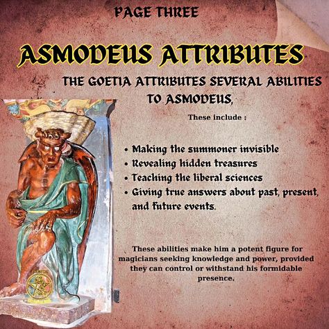 Is Asmodeus an angel, a demon, or just misunderstood? This fiery figure's got a wild reputation, but there's more to him than meets the eye. Swipe to learn the truth about Asmodeus! ⏭️⏭️⏭️ #mythologytok #demondilemma #witchyaf #AsmodeusWho #WitchesOfInstagram Asmodeus Witchcraft, Asmodeus Deity, King Asmodeus, Asmodeus Demon, Hoodoo Spells, Bullet Journel, Sea Witch, Book Of Shadows, The Magicians