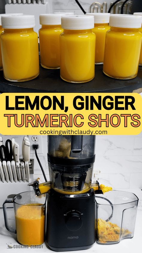 Ginger Tumeric Shots Raw Cleanse, Ginger Tumeric, Lemon Ginger Turmeric, Health Shots, Ginger Shot Recipe, Lemon Shots, Juice Shots, Turmeric Drink, Healthy Juicing