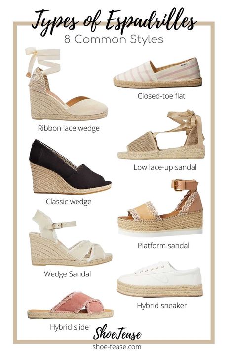 How to Wear Espadrilles Outfits for Women: Stylish & Casual Outfit Ideas Different Types Of Shoes For Women, How To Style Espadrilles Outfit, Type Of Shoes For Women, Cute Close Toed Shoes, Classy Summer Shoes, Espadrilles Shoes Outfit, Gold Espadrilles Outfit, Summer Espadrilles Outfits, Types Of Sandals For Women