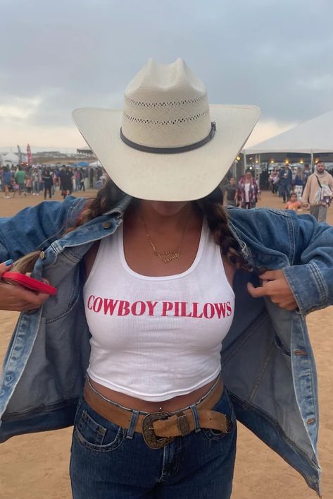 COWBOY PILLOWS™️ – sheisgracielou--The Cowboy Pillows®️ Co Cowboy Pillows, Cowboy Pillow, Cowboy Aesthetic, Baby Tank, Nashville Outfits, Sleeveless Crop Top, Western Outfits, Concert Outfit, Workout Clothes