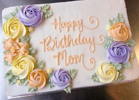 Mothers Day Sheet Cake, 80th Birthday Sheet Cakes For Women, Mothers Day Sheet Cake Designs, Sheet Cake Decorating Ideas Birthday, 80th Birthday Sheet Cake, 90th Birthday Cakes Grandma Sheet Cake, Sheet Cake Decorating Ideas, Flower Birthday Cake Square, Wedding Cake Marble