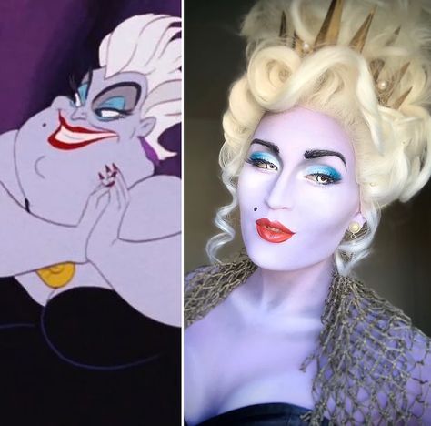 Archer Cartoon, Little Mermaid Makeup, Ursula Makeup, Villain Cosplay, Ursula Costume, Ariel Costumes, Theatre Makeup, Ghost Of Christmas Past, Powder Contour