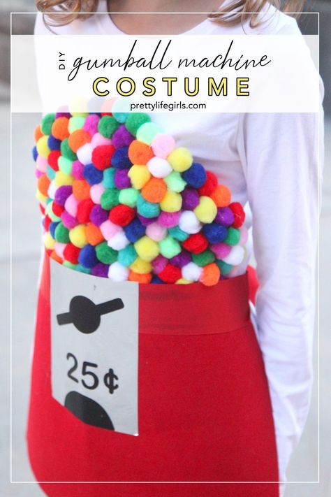 Easy Halloween Costume Idea: DIY Gumball Machine Costume | The Pretty Life Girls Diy Gumball Machine Costume, Gumball Costume, Gumball Machine Costume, Diy Gumball Machine, Snowman Costume, Pregnant Halloween Costumes, Easy Halloween Costume, Candy Costumes, Baby Kostüm