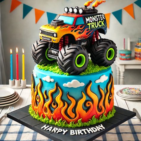 Monster Truck Birthday Cake Images 7 Monster Truck 3rd Birthday Cake, Birthday Cake 7 Boy, Monster Truck Birthday Cake Ideas, Bday Cake For Boys Kids, Monster Truck Cakes For Boys, Blaze Monster Truck Cake, Monster Trucks Cake, Monster Truck Cake Ideas, Monster Truck Cakes