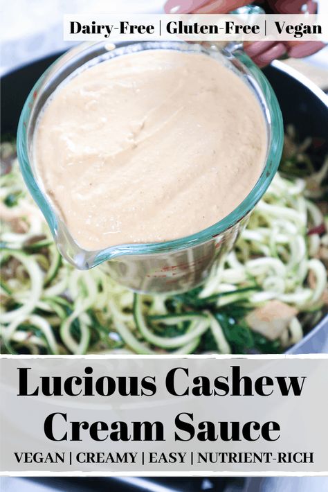 Food Baddie, Ella Vegan, Cashew Cream Recipe, Dairy Free Sauces, Cashew Cream Sauce, Cashew Recipes, Gluten Free Sauces, Cashew Sauce, Dairy Free Cream