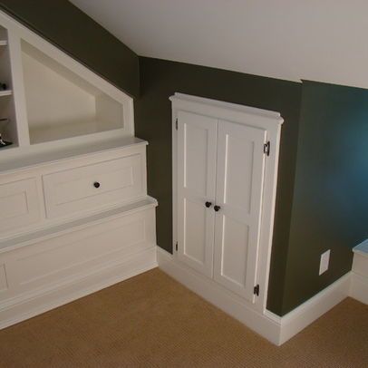 Dress up attic access door Attic Access Door, Space Door, Attic Door, Attic Wardrobe, Attic Renovation Ideas, Garage Attic, Traditional Family Room, Attic Doors, Finished Attic