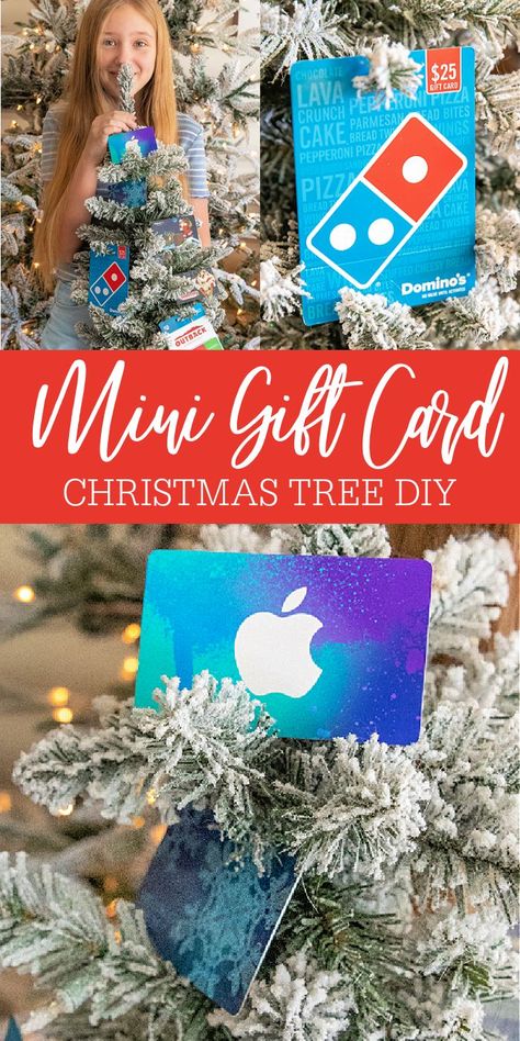 Mini Gift Card Christmas Tree DIY Gift Card Wreath Christmas, Gift Card Christmas Tree, Gift Card Presentation For Kids, Creative Ways To Give Gift Cards, Gift Card Christmas, Christmas Tree Idea, Gift Card Presentation, Candy Christmas Tree, Unique Gift Cards