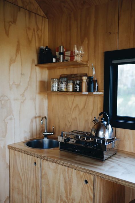 Pyrenees Mountains, Plywood Interior, Cabin Kitchens, Cabin Interiors, Tiny Cabin, Small Cabin, Tiny House Cabin, Cabin Life, A Cabin