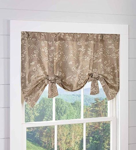 Amazon.com: Plow & Hearth Floral Damask Bow Tie Window Valance - 42 W x 26 L Harvest: Furniture & Decor Kitchen Valance Ideas Over Sink, Kitchen Curtains And Valances, Tie Up Valance, Over Sink, Valance Window Treatments, Floral Damask, Wall Accessories, Window Valance, Valances