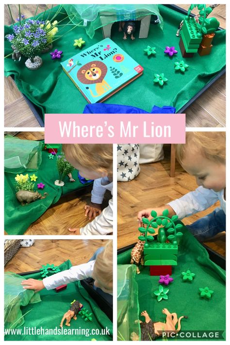 Lion Sensory Bin, Lion Activities, Retell A Story, Story Telling Activities, Lion Games, Object Permanence, Cognitive Activities, Tuff Spot, Toddler Homeschool