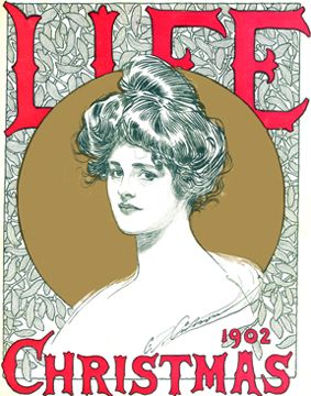 Charles Dana Gibson. Cover of Life Magazine, December 1902 edition. Charles Dana Gibson, Life Magazine Covers, Dana Gibson, Christmas Cover, Ideal Image, Gibson Girl, Paper Creations, Old Magazines, Gilded Age