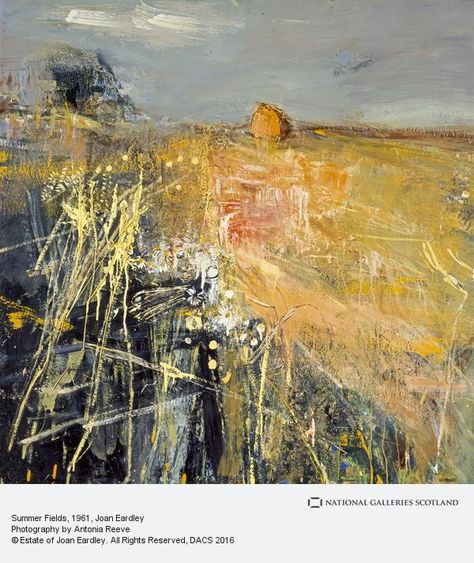 Joan Eardley, Summer Fields (About 1961) Joan Eardley, Summer Fields, Gallery Of Modern Art, Pastel Landscape, Soyut Sanat Tabloları, Scottish Artists, Abstract Art Landscape, Art Uk, Abstract Landscape Painting