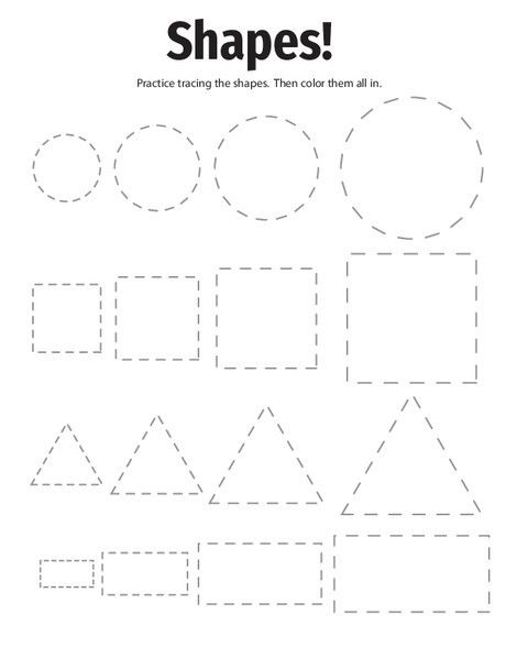 Preschool Math Worksheets: Tracing Basic Shapes Shapes Lessons, Shape Activities Preschool, Geometry Worksheets, Preschool Tracing, Activity Workbook, Preschool Math Worksheets, Pre Writing Activities, Tracing Worksheets Preschool, Worksheet For Kids