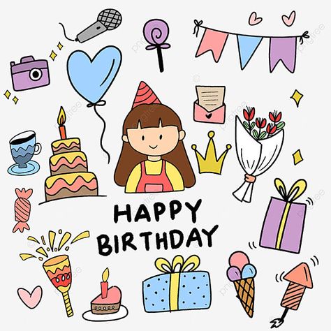 Letter Bouquet, Doodle Colorful, Happy Birthday Doodles, Doodle Cake, Banner Doodle, Happy Birthday Drawings, Birthday Drawing, Happy Birthday Illustration, Colorful Cake