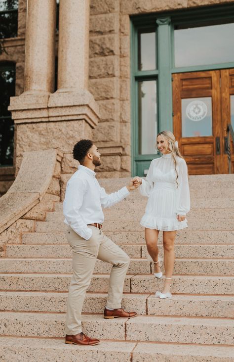 tarrant county courthouse | outfit inspo | engagement session | downtown fort worth | wedding inspo | wedding photographer Courthouse Groom Outfit, Men’s Courthouse Wedding, Wedding Poses Courthouse, Downtown Fort Worth Engagement Pictures, Courthouse Couple Photos, Court Wedding Pictures Photo Ideas, Men’s Courthouse Wedding Outfit, Men Courthouse Wedding Outfit, Courthouse Wedding Men Outfit