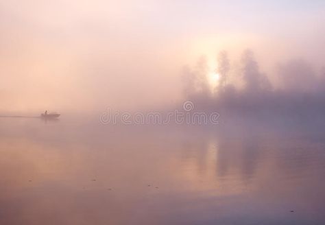 Fog fishing boat lake. Morning nature foggy misty scene (landscape): sky, water, , #spon, #foggy, #nature, #scene, #misty, #Morning #ad Mist Painting, Foggy Nature, Winx Fairy, Atmospheric Landscape, Photos Landscape, Landscape Sunrise, Moody Landscape, Boat Lake, Boat Wallpaper