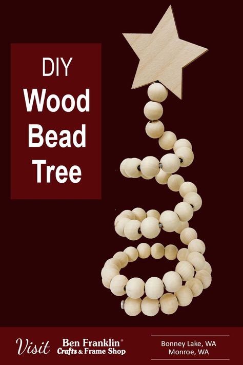 Diy Wood Bead Projects, Wooden Bead Tree, Wooden Beads Christmas Tree, Bead Tree Diy, Beaded Christmas Tree Tutorial, Wood Bead Christmas Tree, Wood Bead Christmas Crafts, Diy Wood Bead Ornaments, Wood Bead Ornaments Diy