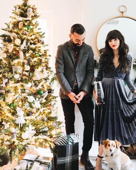 Holiday couples outfits - holiday party looks for him and her -  #nastygal #jcrew #shopthelook Holiday Party Attire, Festive Outfits, Couples Holiday, Couples Outfits, Work Christmas Party, Winter Sparkle, Classy Couple, Christmas Party Outfits, New Years Outfit