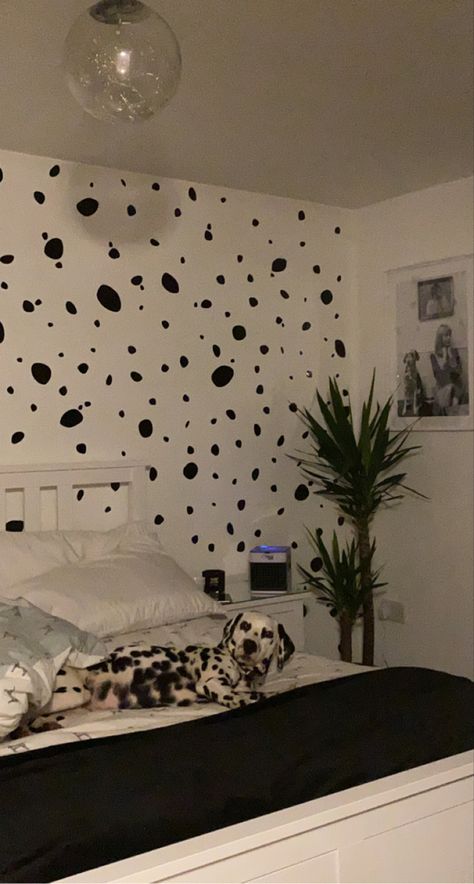 Dalmatian Decor, Dalmatian Room, 101 Dalmatians Bedroom, Dalmatian Wall, Parisian Farmhouse, Dalmatian Wallpaper Nursery, Dalmation Dog Aesthetic, 101 Dalmatians, Dalmatian