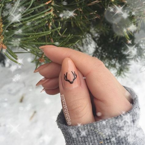 I couldn’t resist the urge. Had to put the @dixie_plates Antler stamp on my nails. The base is @semilac Pink Brown Christmas Deer Nails, Deer Antler Nails, Rain Deer Nails, Antler Nails, Deer Nails, Rain Deer, Deer Antler, My Nails, Christmas Deer