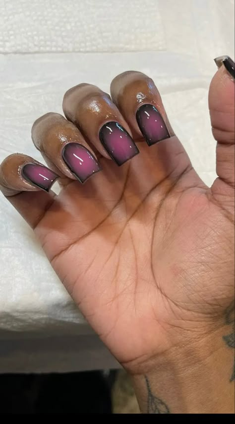 Nails To Go With Purple Dress, Burgundy And Silver Nail Designs, Short Aura Nails, Ballerina Acrylic Nails, Nails Board, Acrylic Nails Almond Shape, French Tip Acrylics, Natural Acrylic Nails, Aura Nails