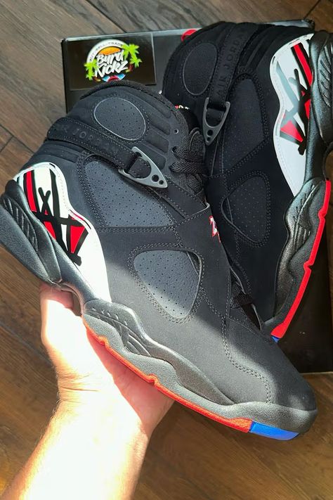 Jordan 8 Playoffs, Air Jordan 8, Jordan 8 Playoffs Outfit, Cheap Jordans, Colorful Heels, Jordan 8, Retro Shoes, Air Jordan Shoes, Jordans For Men