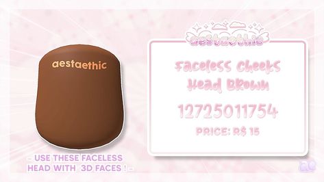 Faceless Head Code, Faceless Cheeks Code, Roblox Codes Faceless, Head Codes, Faceless Code, Roblox Head, Brookhaven Codes, Clothes Codes, Hair Roblox