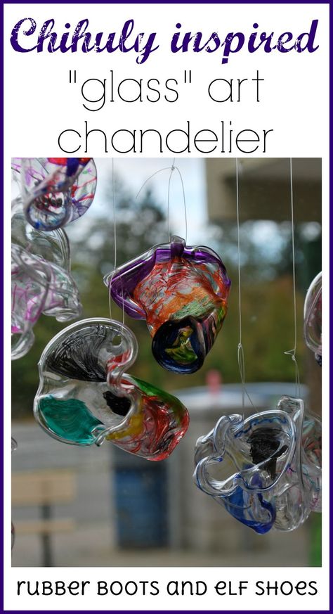 Make Dale Chihuly inspired art with kindergarten children. School Auction Art Projects, Art Chandelier, Class Art Projects, School Auction, Auction Projects, Elf Shoes, Dale Chihuly, Art Curriculum, Homeschool Art