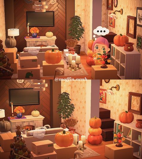 🍂 COZY FALL MOMENTS WITH MAFFIN ☕️🤎 🧣 Today’s activity: deck the house for fall Welcome October and welcome back Maffin! I always wanted to do cozy irl activities during fall, but adult life can be busy and autumn goes by too quickly, so I had an idea: why not do it all in the game?! So here we are friends: a bucket list of cozy fall activities to enjoy with Maffin! Anyone who wants to join is the most welcome! What is the next activity Maffin should do? You choose it in the poll! —————————... Acnh Autumn Island Ideas, Acnh Autumn Island, Acnh Autumn, Welcome October, Cottagecore Animal Crossing, Autumn Room, Acnh Ideas, Acnh Inspo, Fall Activities