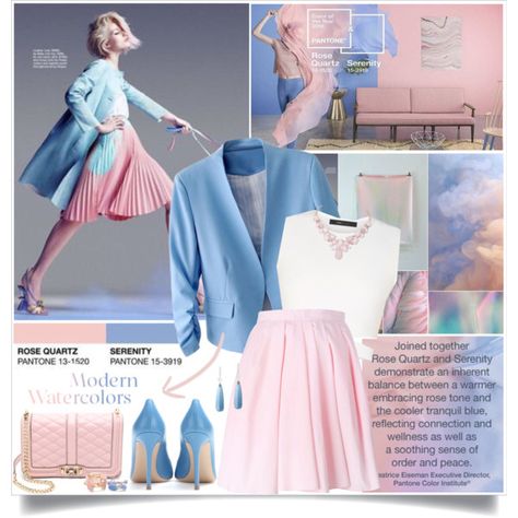 2016 colours Pastel Outfits Aesthetic, Pantone Rose Quartz Serenity, Pantone Rose, Pantone Rose Quartz, Rose Quartz And Serenity, Pink Wardrobe, Rose Quartz Serenity, Colour Combinations Fashion, Gamine Style