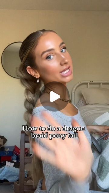 How Do You Do A Dragon Braid, Dragon Plait Hair, Low Ponytail Front View, High Pony Plait, Ponytail Hairstyles Braiding Hair, Cute Ponytail Braids, Twist Braid Ponytail, Hairstyles Dragon Braid, Bubble Braids Ponytail