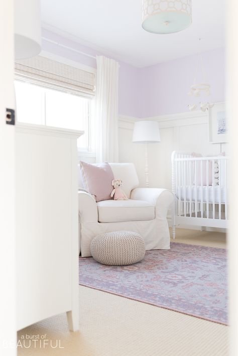 Lilac Baby Nursery, Lavender Girls Room, Lavender Nursery Girl, Lilac Nursery, Purple Nursery Girl, Lavender Nursery, Colorful Nursery, Purple Nursery