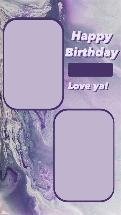 Dm for a custom card/template!! Happy Birthday Bestie Template, Happy Birthday Template Purple, Birthday Template For Instagram, Instagram Birthday Template, Layout For Instagram, Happy Birthday Purple, Template Happy Birthday, Purple Happy Birthday, Birthday Story