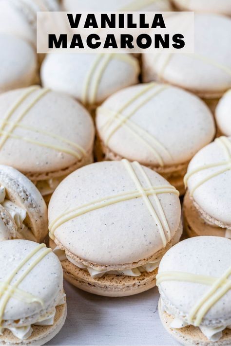 Vanilla Macaron Recipes, Macaroon Filling, Macaroons Flavors, Vanilla Macaroons, Vanilla Macarons, Powdered Food Coloring, Macaron Filling, Macaron Flavors, Buttercream Filling