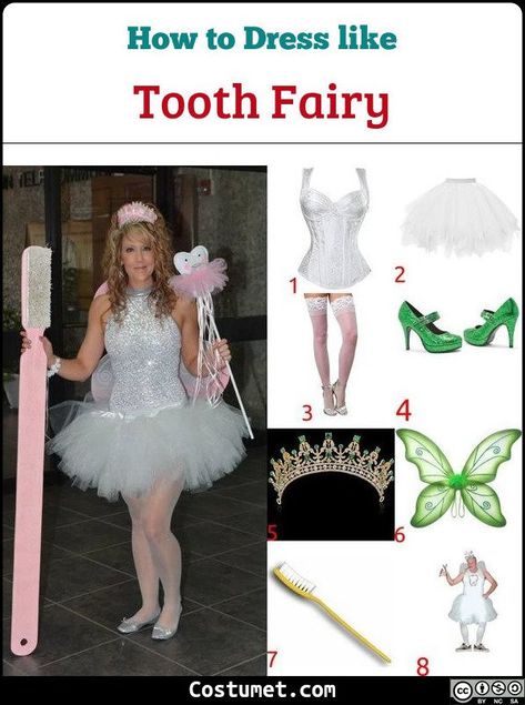 Tooth Fairy Dress Woman, Couple Halloween Costumes Tooth Fairy, Tooth Fairy Costume Women, Scary Tooth Fairy Costume, Tooth Fairy Cosplay, Diy Tooth Fairy Costume, Horror Tooth Fairy, Tooth Fairy Costume Diy, Tooth Halloween Costume