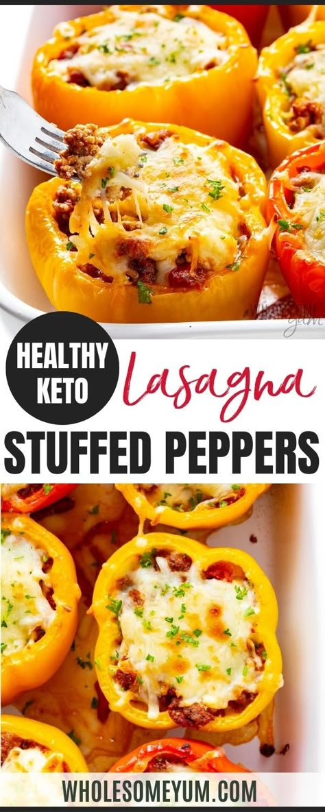 Ground Beef Lasagna, Low Carb Veggie, Lasagna Dinner, Lasagna Stuffed Peppers, Low Carb Stuffed Peppers, Cheesy Ground Beef, Keto Stuffed Peppers, Low Carb Lasagna, Stuffed Peppers Recipe