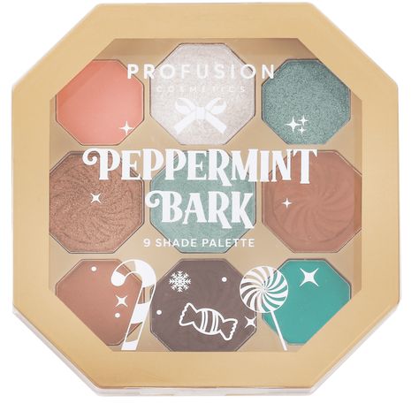 Profusion Cosmetics Sweet Holiday 9 Shade Eyeshadow Palettes - Peppermint Bark - Walmart.com Christmas Eyeshadow Palette, Christmas Makeup Products, Brr Basket, Strawberry Truffle, Holiday Eyeshadow, Christmas Eyeshadow, Makeup Packaging, Rainbow Eyeshadow, Candy Grams