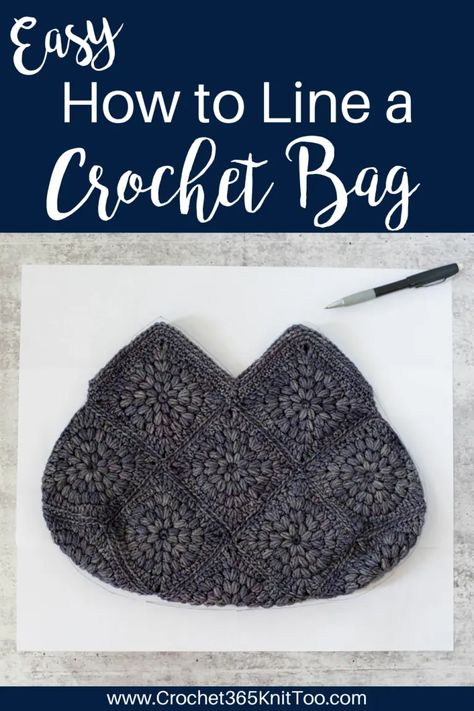 Learn how to line a crochet bag with fabric. #crcohetbaglining #crochetbag #crochet365knittoo Line A Crochet Bag, Crochet Hook Sizes Chart, Sew A Bag, Daisy Bags, Bag Lining, Knit Purse, Bag Insert, Crochet Daisy, Patches Fashion