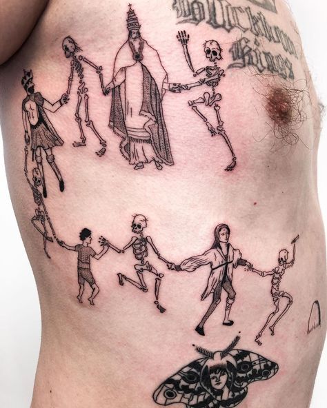 Macabre Tattoo, Dance Macabre, Boston Tattoo, Dance Of The Dead, Small Tats, Dancing Animals, Skeleton Dance, Like A Rock, Big Project