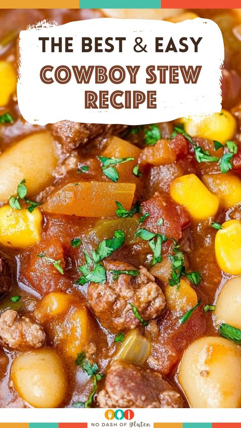 Cowboy Stew Recipe Cowboy Stew Recipe, Sausage Beans, Best Spaghetti Recipe, Meal In A Bowl, Cowboy Stew, Beans And Potatoes, Beef Bacon, Beef Sausage, Stewed Potatoes