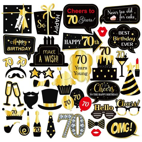 PRICES MAY VARY. 🍰You will receive 35 PCS photo booth prop decorations, includes 35 fun themes with different patterns, 35 wooden stick accessories, and glue adhesive. 🍰🍰The detailed size and usage method are shown in the picture. The appropriate size is perfect for your party photo shoot. Our products are made of high-quality cardboard, which is very sturdy and printed clearly, and will not deform even after long-term use. It's worth using! 🍰🍰🍰Photo booth props can be used for various pur Funny Birthday Party, Birthday Photo Booth, Birthday Party Props, Decorating With Sticks, Happy 90th Birthday, Birthday Party Photography, Birthday Photo Booths, Happy 70 Birthday, Happy 60th Birthday