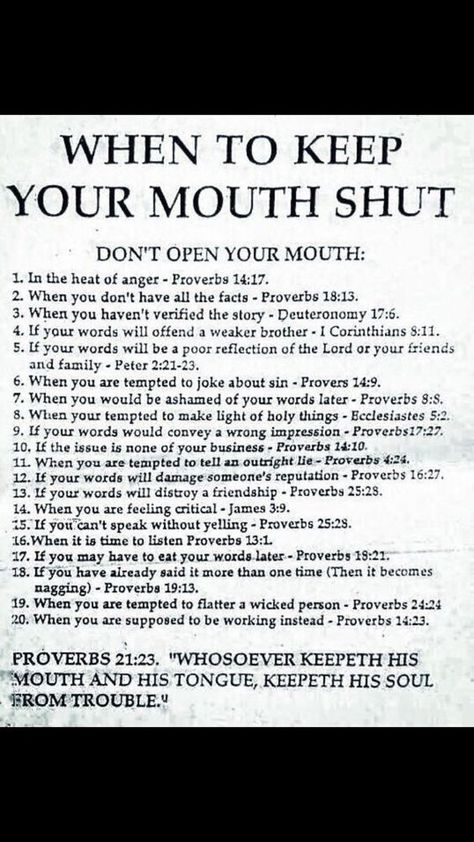 Inspirational Prayers Keep Your Mouth Shut, Daily Living, Bible Knowledge, Lesson Quotes, Life Lesson Quotes, Quotable Quotes, Wise Quotes, Good Advice, Meaningful Quotes