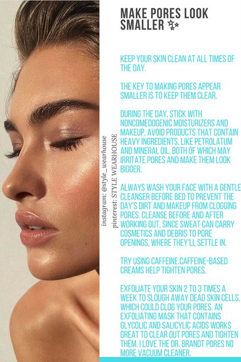 How to make your pores look smaller! How To Make Your Pores Smaller, How To Make Pores Smaller, How To Get Smaller Pores, How To Make Pores Smaller On Face, How To Minimize Pores, Shrink Pores On Face, How To Close Pores, Clean Nose Pores, Pore Minimizer Diy