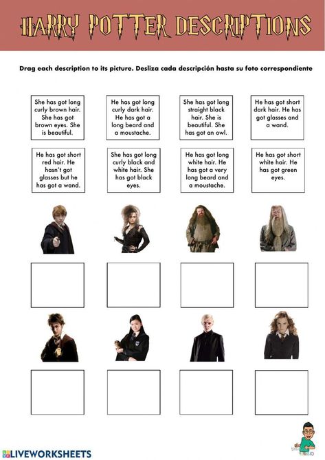 Descriptions Harry Potter English, 6th Grade English, Harry Potter Activities, Classe Harry Potter, Harry Potter School, Reading Comprehension For Kids, Harry Potter Classroom, Good Grammar, Teaching English Grammar