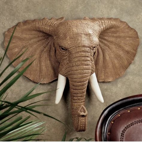 Elephant Wall Decor, Elephant Head, An Elephant, Wall Sculpture, Elephant, Sculpture, Wall Decor, Wall, Leather