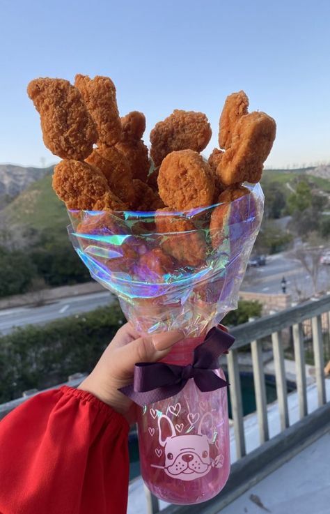 Easy affordable and way better than flowers Chicken Nugget Bouquet, Chicken Nuggets, Ice Cream, Chicken, Flowers