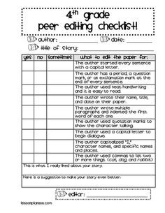 4th grade Peer Editing Checklist Editing Checklist, Peer Editing, Fourth Grade Writing, 5th Grade Writing, Ela Writing, 4th Grade Writing, Elementary Writing, Editing Writing, Writing Strategies