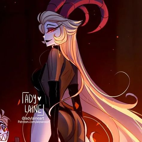 King of Hell 🌟 he/him on Instagram: "Ma LORD 🫣  - - - Art by @adylaineart (love Your art ✨)  #lilithhazbinhotel #luciferhazbinhotel #cartoon #hazbinhotel #hazbinhotelfanart" Gym Fashion Women, Arte Alien, Hazbin Hotel Charlie, Monster Hotel, Vivziepop Hazbin Hotel, Fan Comic, Hotel Art, The Chaos, Helluva Boss